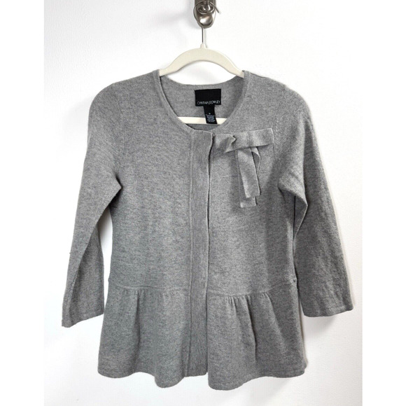 Cynthia Rowley Angora Wool Blend Peplum Cardigan Twee Preppy Classic Classy M - Picture 1 of 10